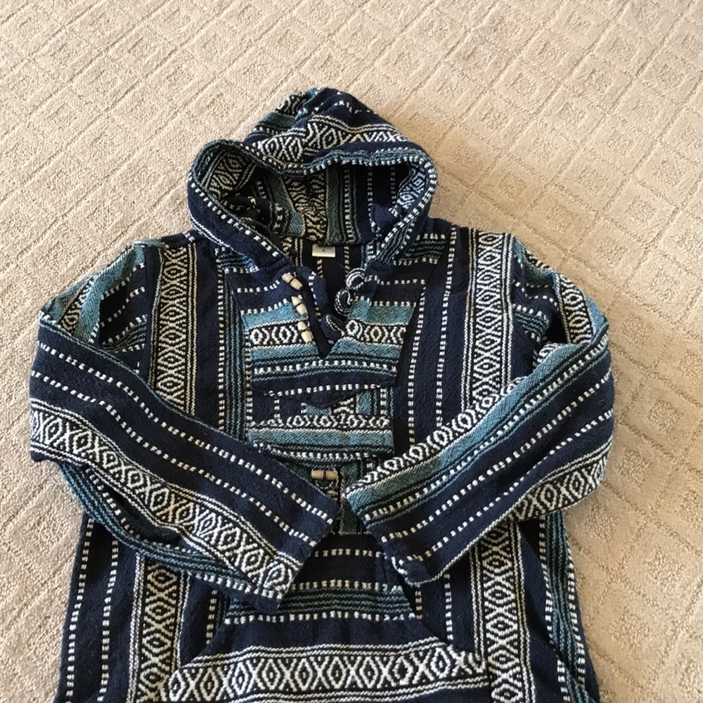 Blue Baja Hoodie from LONDON (Drug Rug Sweater)